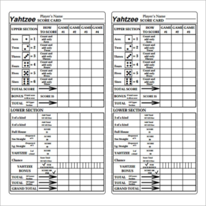 Printable Yahtzee Score Sheets 4 Per Page: Easy and Convenient