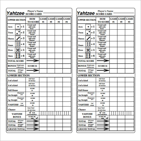 Printable Yahtzee Score Sheets 4 Per Page: Easy and Convenient